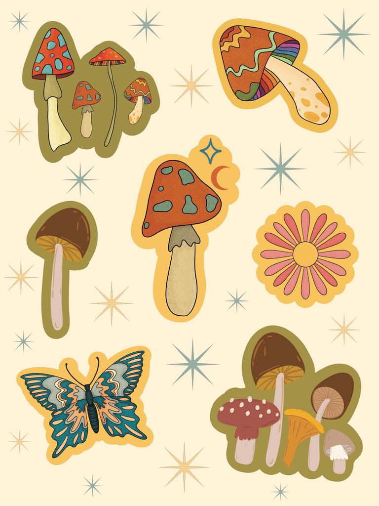 70's Mushroom Sticker Sheet