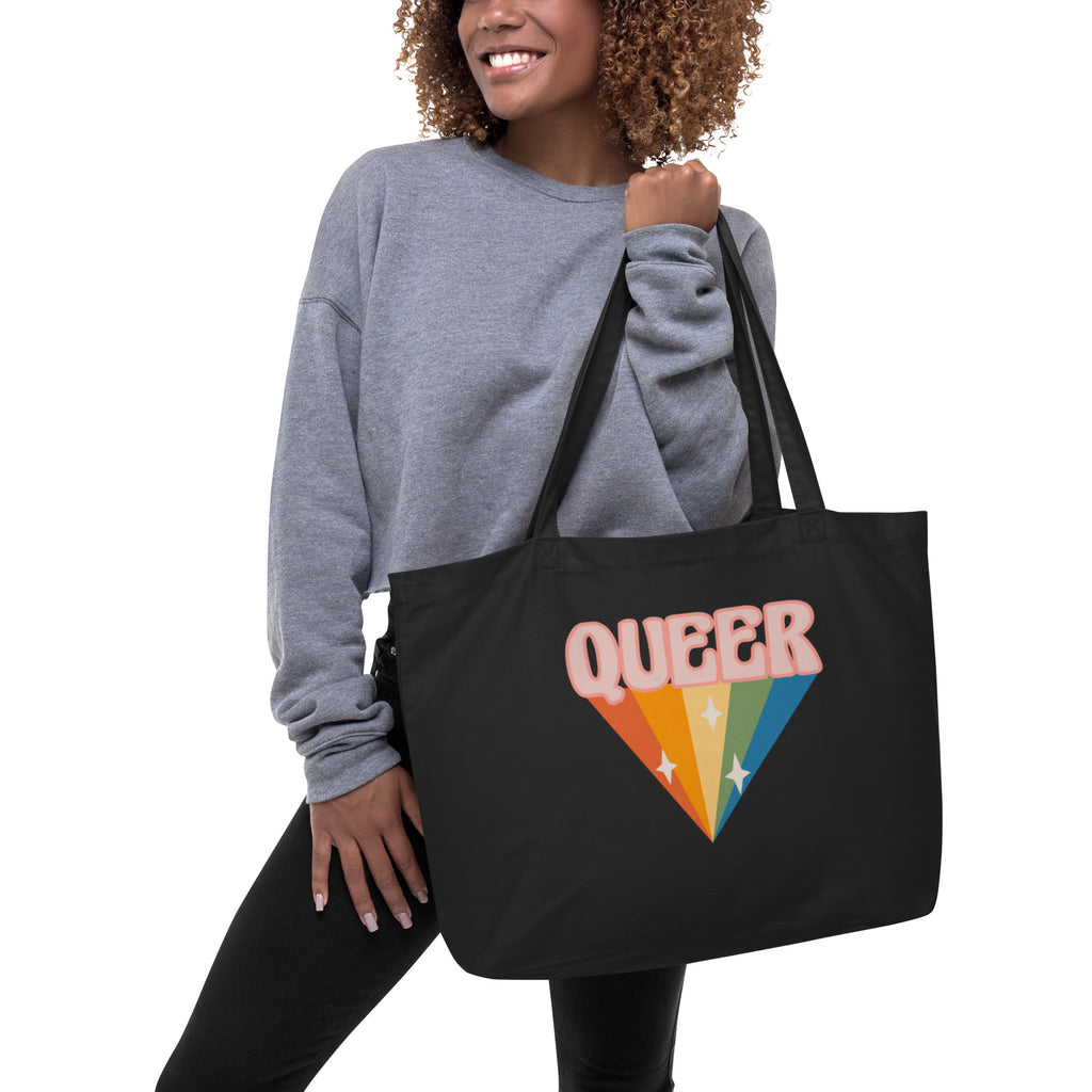 Large organic tote bag- Queer